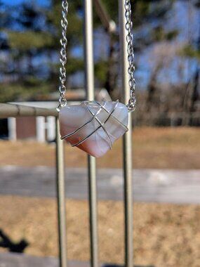 Silver Wire Wrapped Agate Pendant Necklace